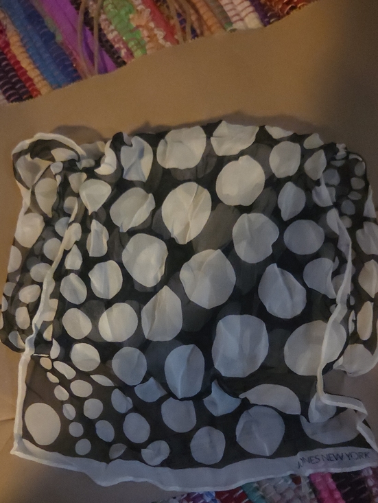 Jones New York Accessories - Jones New York Black and White Polka Dot Scarf